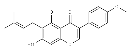 4H-1-Benzopyran-4-one, 5,7-dihydroxy-3-(4-methoxyphenyl)-6-(3-methyl-2-buten-1-yl)- 结构式