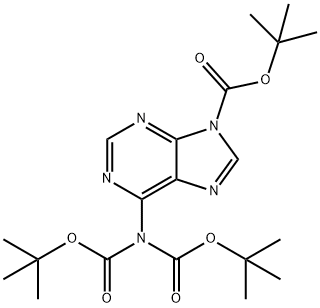 9H-Purine-9-carboxylic acid, 6-[bis[(1,1-dimethylethoxy)carbonyl]amino]-, 1,1-dimethylethyl ester 结构式