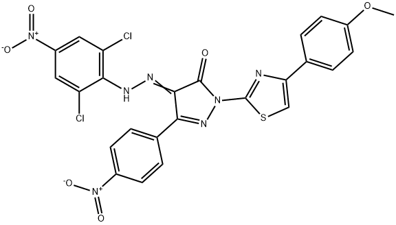 4-[(2,6-dichloro-4-nitrophenyl)hydrazono]-2-[4-(4-methoxyphenyl)-1,3-thiazol-2-yl]-5-(4-nitrophenyl)-2,4-dihydro-3H-pyrazol-3 结构式