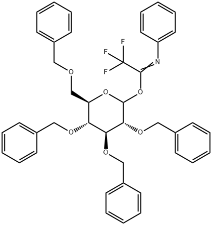 D-Glucopyranose, 2,3,4,6-tetrakis-O-(phenylmethyl)-, 1-(2,2,2-trifluoro-N-phenylethanimidate) 结构式