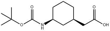 Cyclohexaneacetic acid, 3-[[(1,1-dimethylethoxy)carbonyl]amino]-, (1R,3S)- 结构式