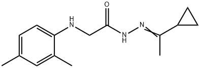 N'-(1-cyclopropylethylidene)-2-[(2,4-dimethylphenyl)amino]acetohydrazide (non-preferred name) 结构式