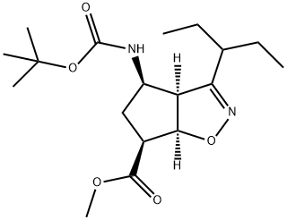 (3AS,4R,6S,6AR)-4-[叔丁氧羰基氨基]-3-(1-乙基丙基)-3A,5,6,6A-四氢-4H-环戊并[D]异恶唑-6-羧酸甲酯 结构式