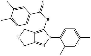 Benzamide, N-[2-(2,4-dimethylphenyl)-2,6-dihydro-4H-thieno[3,4-c]pyrazol-3-yl]-3,4-dimethyl- 结构式