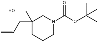 3-烯丙基-3-(羟甲基)哌啶-1-羧酸叔丁酯 结构式