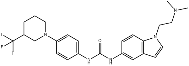 Urea, N-[1-[2-(dimethylamino)ethyl]-1H-indol-5-yl]-N'-[4-[3-(trifluoromethyl)-1-piperidinyl]phenyl]- 结构式