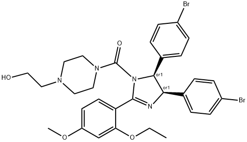 Methanone, [(4R,5S)-4,5-bis(4-bromophenyl)-2-(2-ethoxy-4-methoxyphenyl)-4,5-dihydro-1H-imidazol-1-yl][4-(2-hydroxyethyl)-1-piperazinyl]-, rel- 结构式