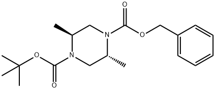 1,4-Piperazinedicarboxylic acid, 2,5-dimethyl-, 4-(1,1-dimethylethyl) 1-(phenylmethyl) ester, (2R,5S)- 结构式