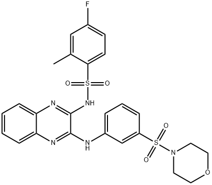 4-fluoro-2-methyl-N-(3-{[3-(morpholine-4-sulfonyl)
phenyl]amino}quinoxalin-2-yl)benzene-1-sulfona
mide 结构式