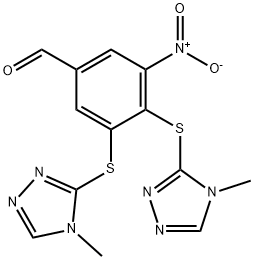 3,4-bis[(4-methyl-4H-1,2,4-triazol-3-yl)sulfanyl]-5-n
itrobenzaldehyde 结构式