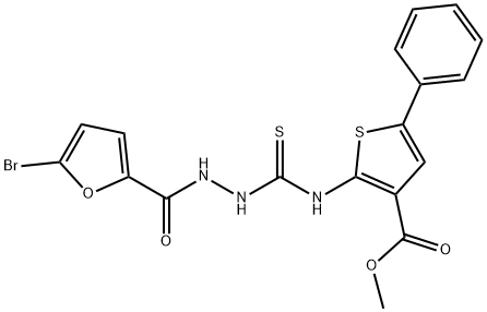 methyl 2-(2-(5-bromofuran-2-carbonyl)hydrazinecarbothioamido)-5-phenylthiophene-3-carboxylate 结构式