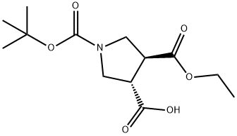 (3S,4S)-1-(叔-丁氧羰基)-4-(乙氧羰基)吡咯烷-3-羧酸 结构式