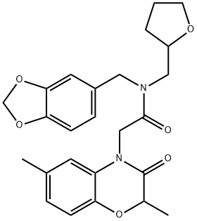 4H-1,4-Benzoxazine-4-acetamide,N-(1,3-benzodioxol-5-ylmethyl)-2,3-dihydro-2,6-dimethyl-3-oxo-N-[(tetrahydro-2-furanyl)methyl]-(9CI) 结构式