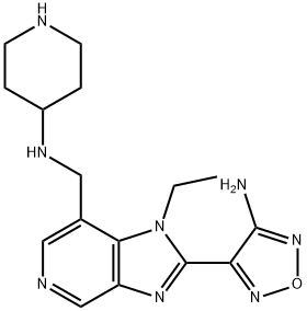 1H-Imidazo[4,5-c]pyridine-7-methanamine, 2-(4-amino-1,2,5-oxadiazol-3-yl)-1-ethyl-N-4-piperidinyl- 结构式