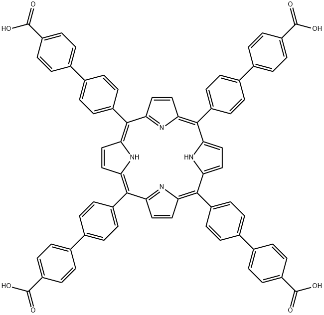 4',4'''4''''',4'''''''-(卟啉-5,10,15,20-四基)四(([1,1'-联苯]-4--羧酸)) 结构式