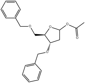 D-erythro-Pentofuranose, 2-deoxy-3,5-bis-O-(phenylmethyl)-, 1-acetate 结构式