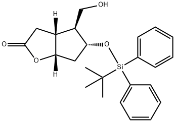 (3AR,4S,5R,6AS)-5-((叔-丁基二苯基甲硅烷基)氧代)-4-(羟甲基)六氢-2H-环戊二烯并[B]呋喃-2-酮 结构式