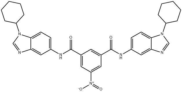 1-N,3-N-bis(1-cyclohexylbenzimidazol-5-yl)-5-nitrobenzene-1,3-dicarboxamide 结构式