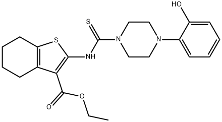 ethyl 2-(4-(2-hydroxyphenyl)piperazine-1-carbothioamido)-4,5,6,7-tetrahydrobenzo[b]thiophene-3-carboxylate 结构式