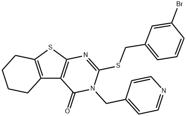 2-[(3-bromophenyl)methylsulfanyl]-3-(pyridin-4-ylmethyl)-5,6,7,8-tetrahydro-[1]benzothiolo[2,3-d]pyrimidin-4-one 结构式