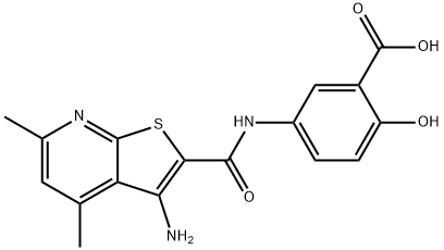 5-{3-氨基-4,6-二甲基噻吩并[2,3-B]吡啶-2-酰胺}-2-羟基苯甲酸 结构式