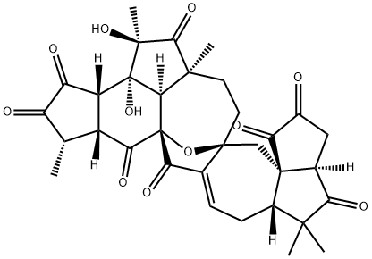 2H,8H-7a,16a-Epoxy-10H-3,9,12,17-tetraoxacyclopent[3',3'a]azuleno[6',5':5,6]cyclooct[1,2,3-cd]-as-indacene-2,5,10,16(1H,13H)-tetrone, 3a,3b,4,5a,6,7,11,11a,13a,14,16b,17a-dodecahydro-3b,4-dihydroxy-1,4,5a,13,13-pentamethyl-, (1S,3aS,3bR,4R,5aS,7aS,8aR,11aR,13aS,16aS,16bR,17aR)- 结构式