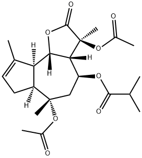 2-Methylpropanoic acid [(3S)-3β,6α-diacetoxy-2,3,3aβ,4,5,6,6aα,7,9aα,9bβ-decahydro-3,6,9-trimethyl-2-oxoazuleno[4,5-b]furan-4β-yl] ester 结构式