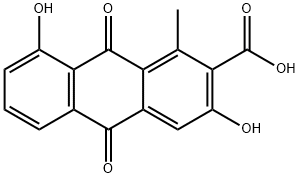 2-Anthracenecarboxylic acid, 9,10-dihydro-3,8-dihydroxy-1-methyl-9,10-dioxo- 结构式