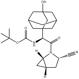 N-[(1S)-2-[(1S,3S,5S)-3-氰基-2-氮杂双环[3.1.0]己烷-2-基]-1-(3-羟基三环[3.3.1.13,7]癸烷-1-基)-2-氧代乙基]氨基甲酸 1,1-二甲基乙酯 结构式