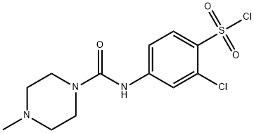 2-CHLORO-4-(4-METHYLPIPERAZINE-1-CARBOXAMIDO)BENZENESULFONYL CHLORIDE 结构式