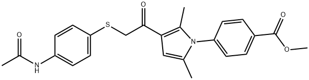 4-[3-[2-[[4-(乙酰氨基)苯基]硫代]乙酰]-2,5-二甲基-1H-吡咯-1-基]苯甲酸甲酯 结构式