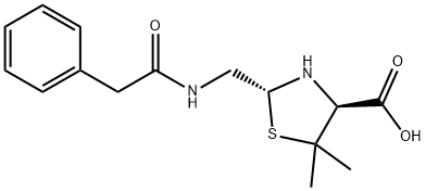 青霉素钠杂质Ⅳ (杂质F)(2RS,4S)-2-[[(苯乙酰基)氨基]甲基]-5,5-二甲基噻唑烷-4-羧酸 结构式