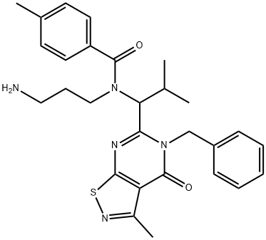 N-(3-氨基丙基)-N-[1-[4,5-二氢-3-甲基-4-氧代-5-(苯基甲基)异噻唑并[5,4-D]嘧啶-6-基]-2-甲基丙基]-4-甲基苯甲酰胺 结构式