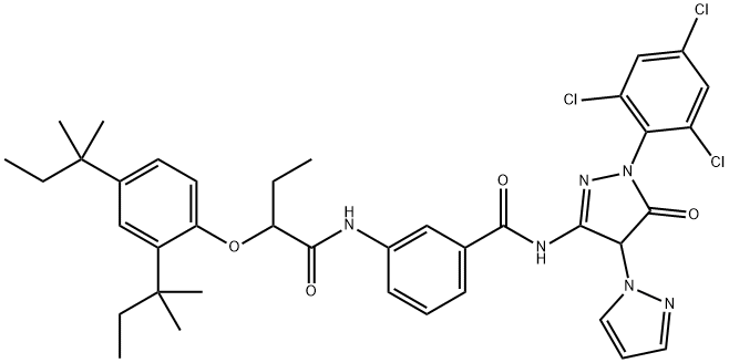 Benzamide, 3-[[2-[2,4-bis(1,1-dimethylpropyl) phenoxy]-1-oxobutyl]amino]-N-[4′,5′-dihydro-5′oxo-1′-(2,4,6-trichlorophenyl)[1,4′-bi-1H-pyrazol]-3′-yl]- 结构式