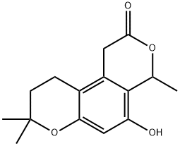 5-Hydroxy-1,8,9,10-tetrahydro-4,8,8-trimethyl-2H,4H-benzo[1,2-b:4,3-c']dipyran-2-one 结构式