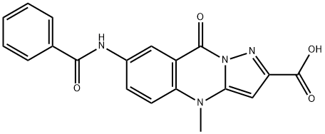 7-(BENZOYLAMINO)-4,9-DIHYDRO-4-METHYL-9-OXO-PYRAZOLO[5,1-B]QUINAZOLINE-2-CARBOXYLIC ACID 结构式