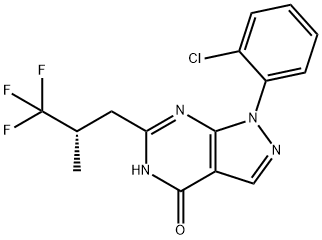 (S)-1-(2-氯苯基)-6-(3,3,3-三氟-2-甲基丙基)-1,7-二氢-4H-吡唑并[3,4-D]嘧啶-4-酮 结构式