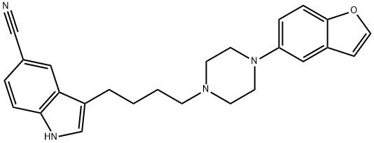 1H-Indole-5-carbonitrile, 3-[4-[4-(5-benzofuranyl)-1-piperazinyl]butyl]- 结构式