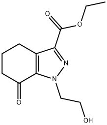 1H-Indazole-3-carboxylic acid, 4,5,6,7-tetrahydro-1-(2-hydroxyethyl)-7-oxo-, ethyl ester 结构式