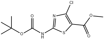 甲基 2-((叔-丁氧羰基)氨基)-4-氯噻唑-5-甲酸基酯 结构式