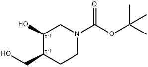 1-Piperidinecarboxylic acid, 3-hydroxy-4-(hydroxyMethyl)-, 1,1-diMethylethyl ester, (3R,4S)-rel- 结构式