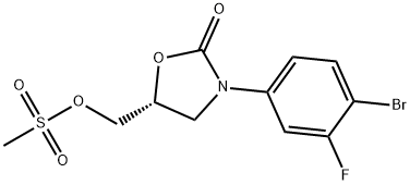 (5R)-3-(4-溴-3-氟苯基)-5-羟甲基恶唑烷-2-酮甲磺酸酯 结构式