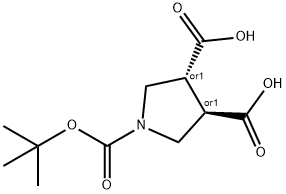 反式-1-BOC-吡咯烷-3,4-二甲酸 结构式