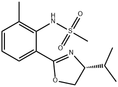 (R)-N-(2-(4-isopropyl-4,5-dihydrooxazol-2-yl) – 6-methylphenyl)methane sulfonamide 结构式