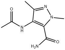 4-乙酰氨基-1,3-二甲基-1H-吡唑-5-甲酰胺 结构式