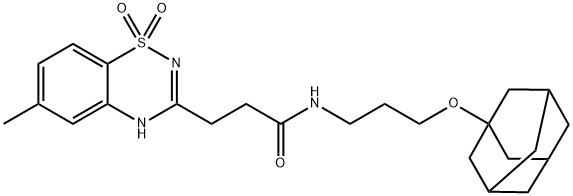 4H-1,2,4-Benzothiadiazine-3-propanamide, 6-methyl-N-[3-(tricyclo[3.3.1.13,7]dec-1-yloxy)propyl]-, 1,1-dioxide 结构式