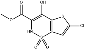 6-氯-4-羟基-2H-噻吩并[2,3-E]-1,2-噻嗪-3-羧酸甲酯 1,1-二氧化物 结构式