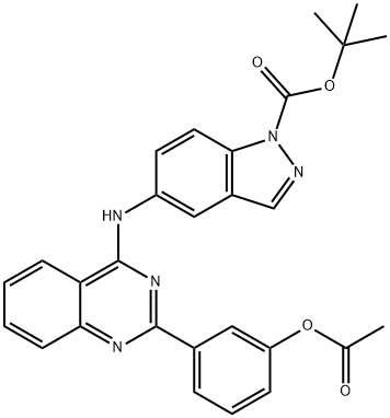 1H-Indazole-1-carboxylic acid, 5-[[2-[3-(acetyloxy)phenyl]-4-quinazolinyl]amino]-, 1,1-dimethylethyl ester 结构式