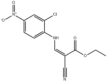 (Z)-乙基 3-((2-氯-4-硝基苯基)氨基)-2-氰基丙烯酰基酯 结构式