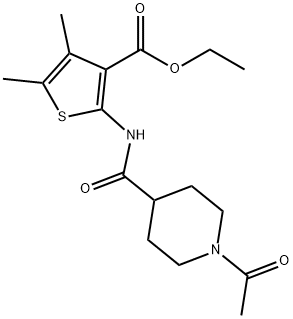 ethyl 2-(1-acetylpiperidine-4-carboxamido)-4,5-dimethylthiophene-3-carboxylate 结构式